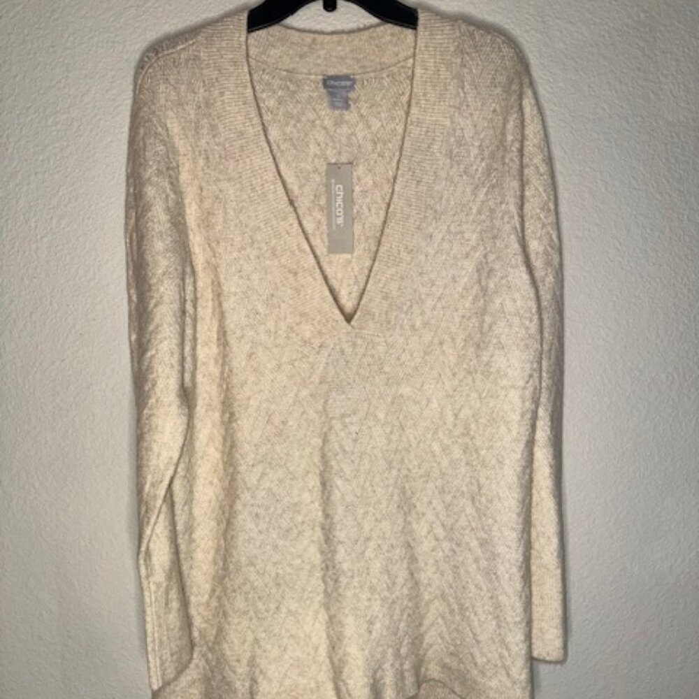 NWT‎ Chico's Herringbone Tunic Sweater